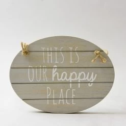 Dunelm Grey Happy Place Hanging Plaque -Decorative Discount Store 1000107362 alt01