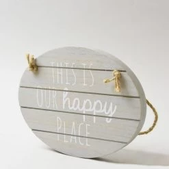 Dunelm Grey Happy Place Hanging Plaque -Decorative Discount Store 1000107362 alt03