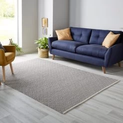 Dunelm Grey Diamond Geometric Weave Rug -Decorative Discount Store 1000117205 alt01