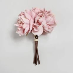 Dunelm Pack Of 12 Artificial Peony Pink Bouquet 26cm -Decorative Discount Store 1000139906 alt02