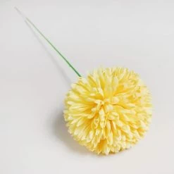 Dunelm Pack Of 12 Artificial Pompom Flower Yellow Stem 72cm -Decorative Discount Store 1000139958 alt01