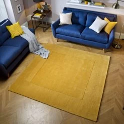 Dunelm Boston Wool Border Square Rug -Decorative Discount Store 1000143627 alt01