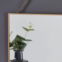 Dunelm Hanging Chain Square Wall Mirror, Gold 28x38cm -Decorative Discount Store 1000146696 alt02