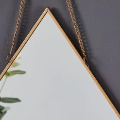 Dunelm Hanging Chain Diamond Wall Mirror, Gold 27cm -Decorative Discount Store 1000146697 alt02