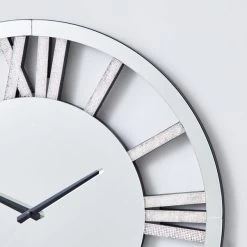 Dunelm Glitter Mirrored 50cm Wall Clock Silver 4 Dunelm Glitter Mirrored 50cm Wall Clock Silver -Decorative Discount Store 1000158112 alt01