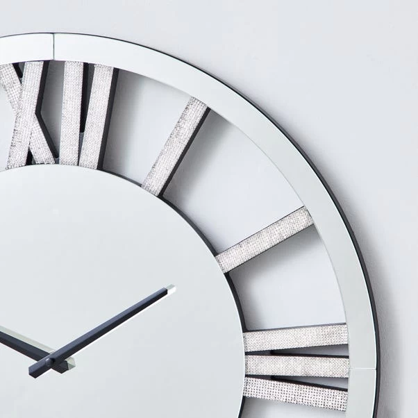 Dunelm Glitter Mirrored 50cm Wall Clock Silver 2 Dunelm Glitter Mirrored 50cm Wall Clock Silver - Image 2