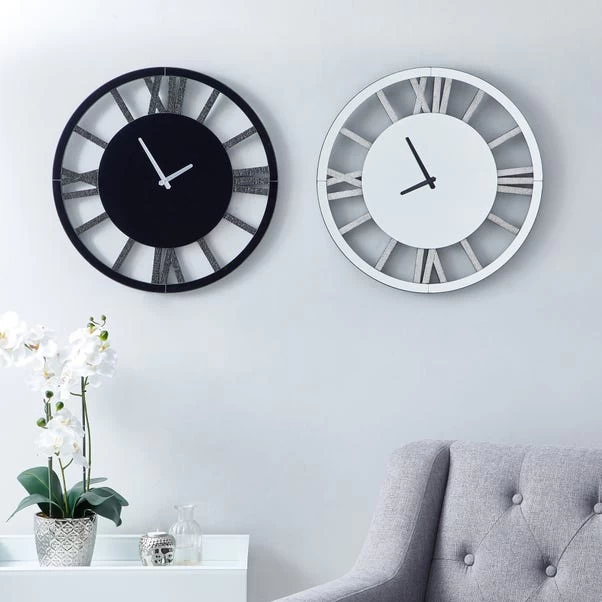 Dunelm Glitter Mirrored 50cm Wall Clock Silver 3 Dunelm Glitter Mirrored 50cm Wall Clock Silver - Image 3