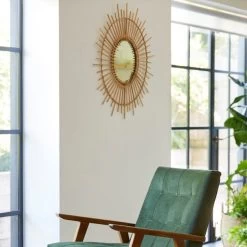 Dunelm Bamboo Round Wall Mirror, Natural 81cm -Decorative Discount Store 1000158122 alt02