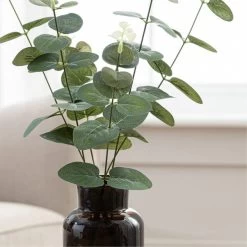 Dunelm Artificial Eucalyptus In Black Vase 46cm -Decorative Discount Store 1000158286 alt01