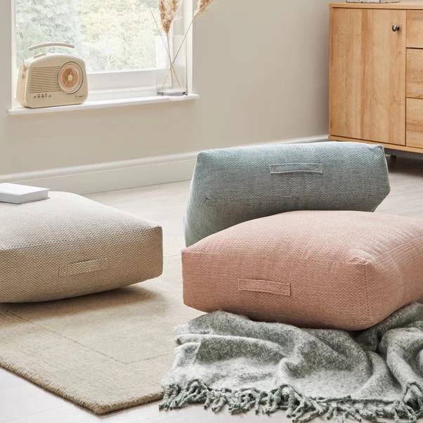 Dunelm Chenille Blush Slub Floor Cushion 3 Dunelm Chenille Blush Slub Floor Cushion - Image 3