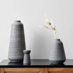 Dunelm Small Matte Grey Ceramic Vase 3 Dunelm Small Matte Grey Ceramic Vase -Decorative Discount Store 1000167610 alt01