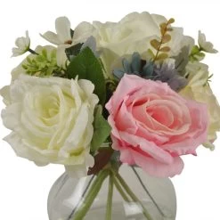 Dunelm Rose And Daisies Glass Vase Pink 26cm -Decorative Discount Store 1000168573 alt02