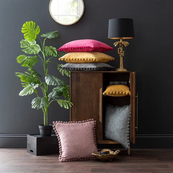 Dunelm Chenille Square PomPom Cushion 4 Dunelm Chenille Square PomPom Cushion - Image 4