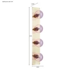 Dunelm Coco Hollywood Mirror Light, Brushed Gold & Chrome Pink 9x55cm -Decorative Discount Store 1000181951 alt07