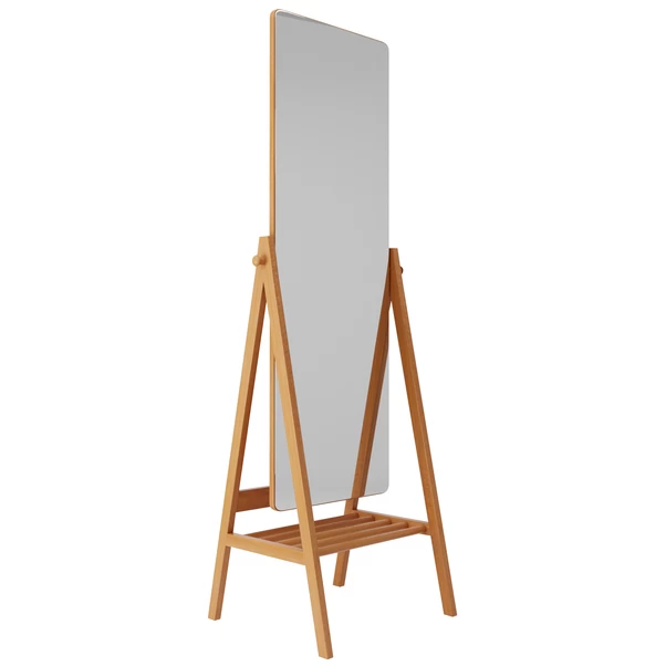 Dunelm Wooden Full Length Mirror With Shelf, Oak 160x40cm 2 Dunelm Wooden Full Length Mirror With Shelf, Oak 160x40cm - Image 2