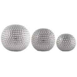 Dunelm Set Of 3 Silver Ceramic Dimpled Spheres