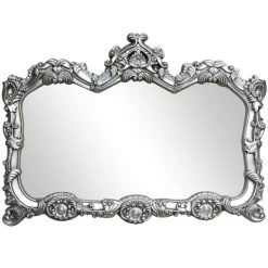 Dunelm Ormolu Ornate Wall Mirror, Silver 85x117cm