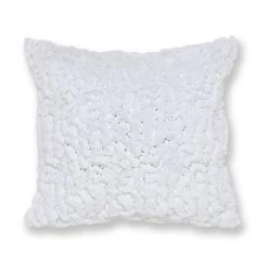 Dunelm Faux Fur White Sequin Cushion
