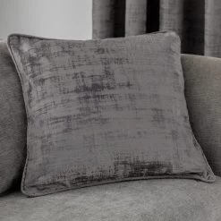 Dunelm Ruben Grey Velvet Cushion