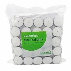 Dunelm Essentials Pack Of 100 Unscented Tealights