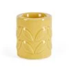Dunelm Ochre Leaf Pattern Ceramic Tealight Holder
