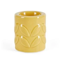 Dunelm Ochre Leaf Pattern Ceramic Tealight Holder