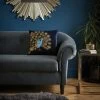 Dunelm Navy Embroidered Peacock Cushion