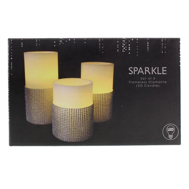 Dunelm Set Of 3 Diamante LED Candles 1 Dunelm Set Of 3 Diamante LED Candles