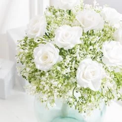 Dunelm Artificial Rose And Gypsophila Cream Bouquet 32cm -Decorative Discount Store 30672956 alt01