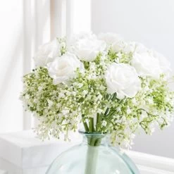 Dunelm Artificial Rose And Gypsophila Cream Bouquet 32cm -Decorative Discount Store 30672956 alt02