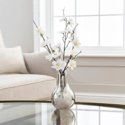 Dunelm Artificial Blossom Cream In Silver Vase 37cm