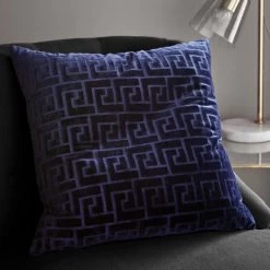 Dunelm Key Cut Velvet Navy Cushion Cover