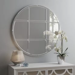 Dunelm Luxe Window Round Wall Mirror, 80cm