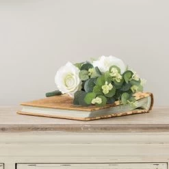Dunelm Artificial Rose And Eucalyptus White Bundle 38cm -Decorative Discount Store 30687453 alt01