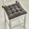 Dunelm 9 Stitch Charcoal Velvet Seat Pad