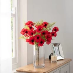 Dunelm Florals Forever Eleanor Poppy Luxury Bouquet Red 58cm