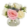 Dunelm Rose And Daisies Glass Vase Pink 26cm