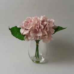 Dunelm Hydrangea In Glass Vase Pink