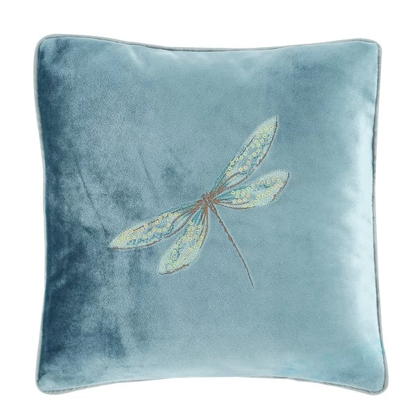 Dunelm Dragonflies Teal Embroidered Cushion 1 Dunelm Dragonflies Teal Embroidered Cushion
