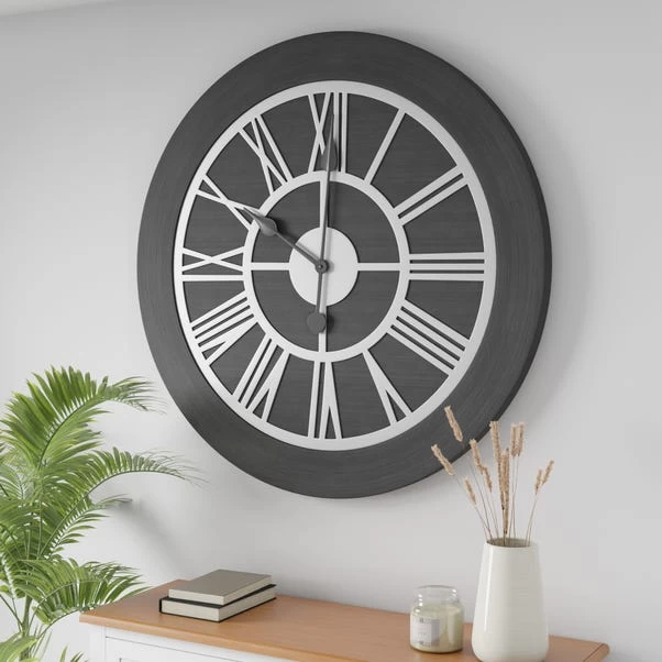 Dunelm Wooden 100cm Clock Grey 1 Dunelm Wooden 100cm Clock Grey