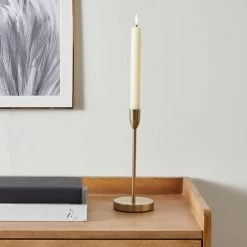 Dunelm Slim Gold Metal Candle Holder