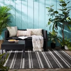 Dunelm Arya Stripe Indoor Outdoor Rug