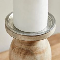 Dunelm Churchgate Solid Wood Candlestick 22cm -Decorative Discount Store 30727067 alt02