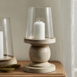 Dunelm Churchgate Wood Glass Hurricane 32cm -Decorative Discount Store 30727069 alt01