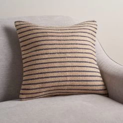 Dunelm Jute Navy Stripe Cushion