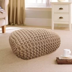 Dunelm Hand Woven Natural Floor Cushion