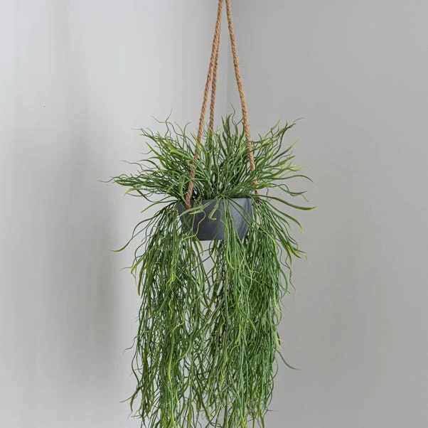 Dunelm Artificial Trailing Grass In Hanging Grey Pot 2 Dunelm Artificial Trailing Grass In Hanging Grey Pot - Image 2