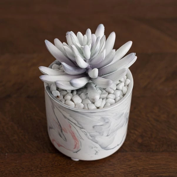 Dunelm Artificial Succulent In Pink/Grey Marble Effect Pot 2 Dunelm Artificial Succulent In Pink/Grey Marble Effect Pot - Image 2