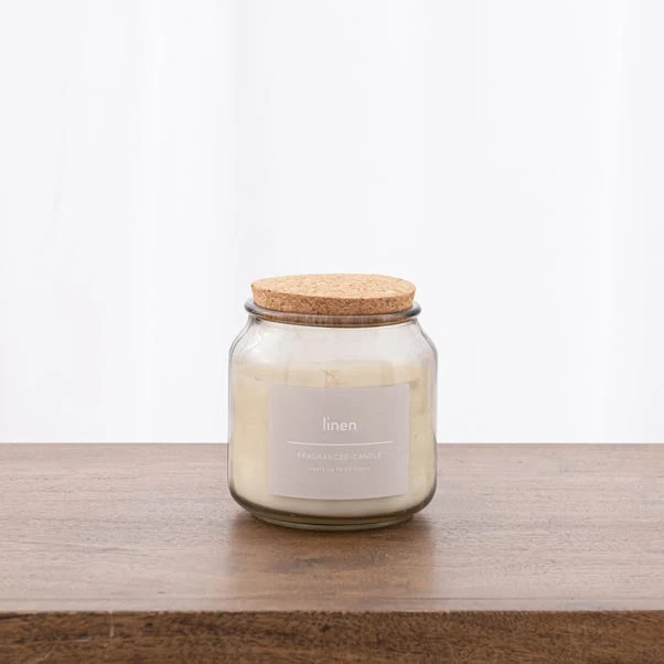 Dunelm Linen Jar Candle With Cork Lid 1 Dunelm Linen Jar Candle With Cork Lid