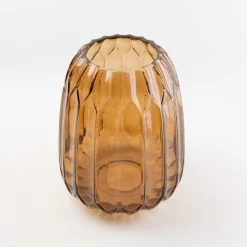 Dunelm Ridged Glass Amber Vase 20cm -Decorative Discount Store 30732415 alt01